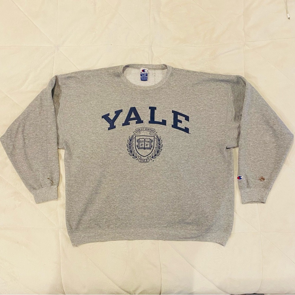 Vintage 90s Yale University Champion Reverse Weave Gray Sweatshirt Size XXL